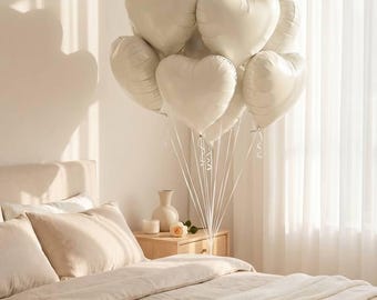 Caramel Heart Balloons Set of 10, 18 Inch Foil Heart Balloons, Wedding Decor, Bridal Shower Balloons, Party Decorations