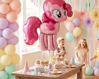 Pink Pony Foil Balloon, Birthday Party Decor, Princess Celebration Supply