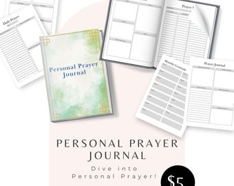 Personal Prayer Journal All in One Downloadable 63 Page eBook PDF for Adults and Kids for Printing, iPhone, Ipad, Mac, or Android