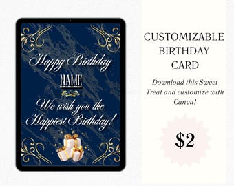 Customizable Birthday Card Digital Download Template with Canva Link