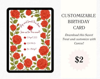 Customizable Social Media / Reels / Instagram Card Stop and Smell the Rosè Rose Themed Download