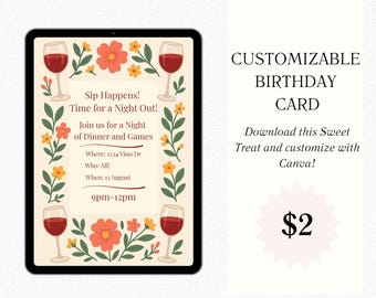 Customizable Social Media / Reels / Instagram / Girls Night Out Invitation Digital Card Download