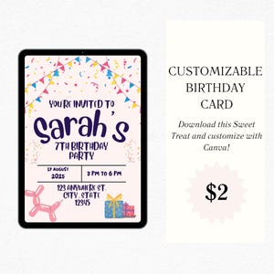 Customizable Social Media / Reels / Instagram Birthday Card Invitation with Canva Link for Digital Download