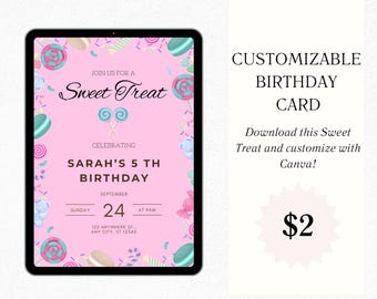 Customizable Social Media / Reels / Instagram Sweets Themed Card Invitation for Digital Download