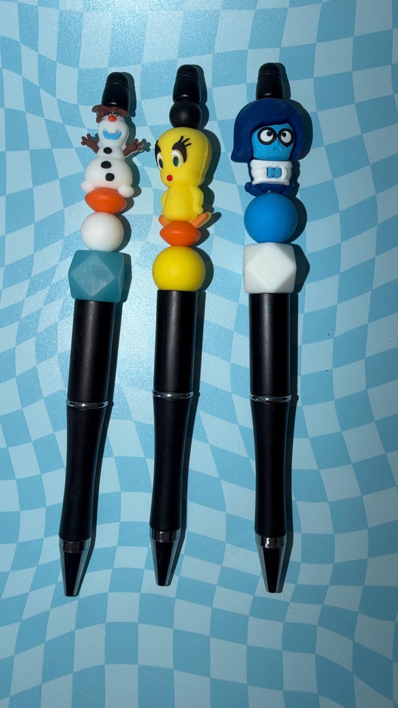 Character Bead Pen With Fun Toppers – Unique Writing Accessory - Etsy