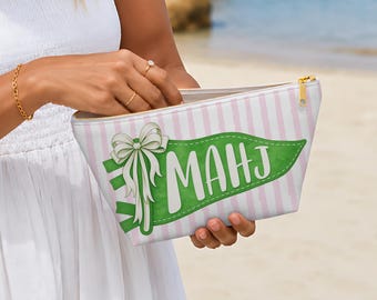 mahjong tile bag mahjong gift for mom palm beach pennant mahjong tote pink stripe mahjongg bag