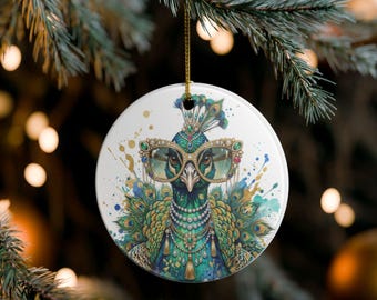 Merry Mahj-Mas Ornament, Beautiful Peacock Mahjong Christmas Ornament, Mahjong Gift, Mahj Player Gift, Mahjong Friend, FREE Gift Box
