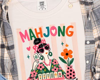 Comfort Colors Mahjong Tee, Mahjong Is My Therapy,  Mahjong Gift for Women, Cute Mahjong Player Shirt, Mahjong Lover Tee, Retro Folk Art