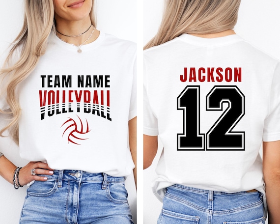 Custom Volleyball  T-Shirt With  Name& Team Name, Custom Volleyball Team Shirt, Volleyball Team Shirt, Game Day Shirt, Volleyball Lover Gift