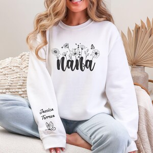 Custom Floral Nana Sweatshirt, Floral Nana Sweater with Kid Name, Custom Grandma Sweater ,Floral Nana Hoodie, Mothers Day Gift For Grandma