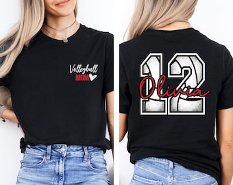 Custom Volleyball Mom  T-Shirt With  Name& Number, Custom Volleyball Mom Shirt, Volleyball Mom Shirt, Game Day Shirt, Volleyball Mom Gift