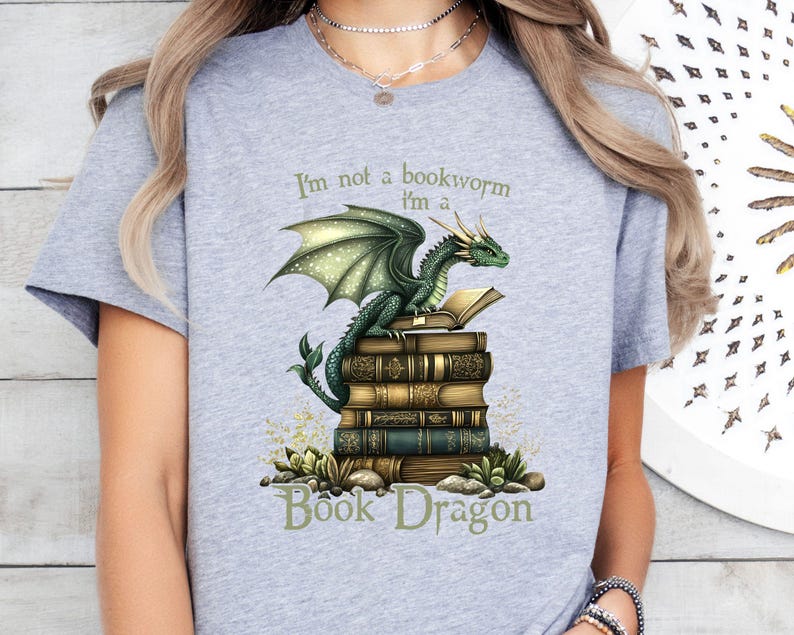 Book Dragon T-Shirt,Book Lover Shirt,Fantasy Reader Shirt,Dragon Sweater,Fantasy Book Lover Shirt, Fantasy Book Lover Gift,Dragon Lover Gift image 4