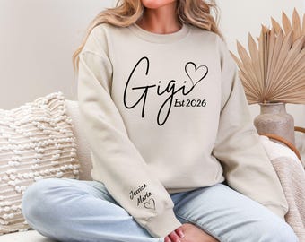Custom Floral Gigi Sweatshirt With Est Year, Personalized Grandma Gift