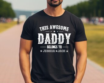 Personalized Daddy T-Shirt With Kids Names, Fathers Day Shirt, This Awesome Daddy Shirt, Custom Daddy Shirt  with Kids Names,Father Day Gift