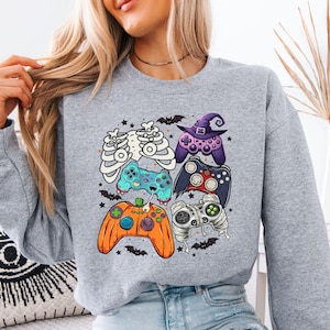 Retro Halloween Gaming Controller Sweatshirt, Zombie Halloween  Sweater, Halloween Skeleton Hoodie ,Spooky Monster Hoodie, Halloween Gift