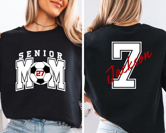 Custom Senior Soccer Mom Sweatshirt, Soccer Mom Sweater with Kid Name, Senior Soccer Mom 2027 Hoodie,Custom Soccer Mom Crewneck,Gift For Mom
