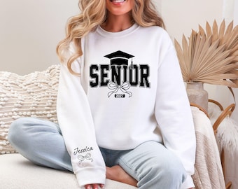 Custom Coquette Senior 2027 Sweatshirt With  Name, Class of 2027 Sweater, Graduation Gift