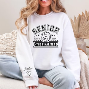 Custom Senior Volleyball Class Of 2027 Sweatshirt With  Name,Custom Volleyball Senior Sweater,Senior Volleyball Hoodie,Volleyball Lover Gift