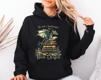 Book Dragon Hoodie, Book Lover Hoodie ,Fantasy Reader Hoodie, Dragon Sweater,Fantasy Book Lover Hoodie,Dragon Hoodie,Fantasy Book Lover Gift