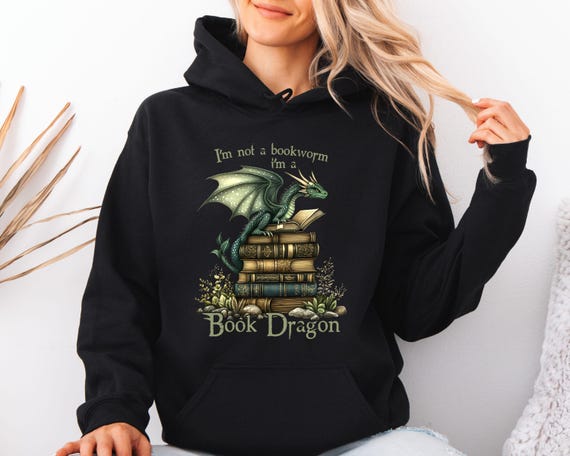 Book Dragon Hoodie, Book Lover Hoodie ,Fantasy Reader Hoodie, Dragon Sweater,Fantasy Book Lover Hoodie,Dragon Hoodie,Fantasy Book Lover Gift