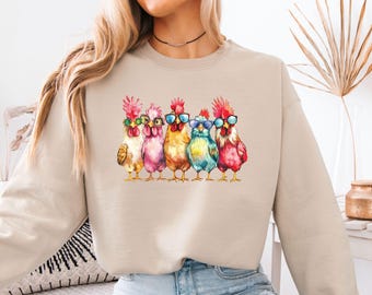 Funny Chicken Sweatshirt, Funny Farm Animal Sweater, Mothers Day Chicken Sweatshirt,Animal Sweater,Funny  Farm Hoodie,Gift For Chicken Lover