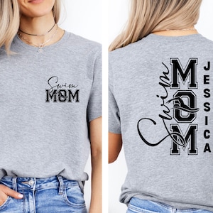 Custom Swim Mom  T-Shirt With  Name, Custom Swim Mom Shirt, Swim Mama Shirt, Game Day Shirt, Personalized Swim Mama T-Shirt, Gift For Mom