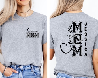 Custom Swim Mom  T-Shirt With  Name, Custom Swim Mom Shirt, Swim Mama Shirt, Game Day Shirt, Personalized Swim Mama T-Shirt, Gift For Mom