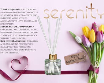 Difusor de varillas - Jazmín - Sándalo - Pachulí - Regalo para el Día de la Madre - Aromas naturales artesanales - Decoración y relajación del hogar - Regalo para mamá