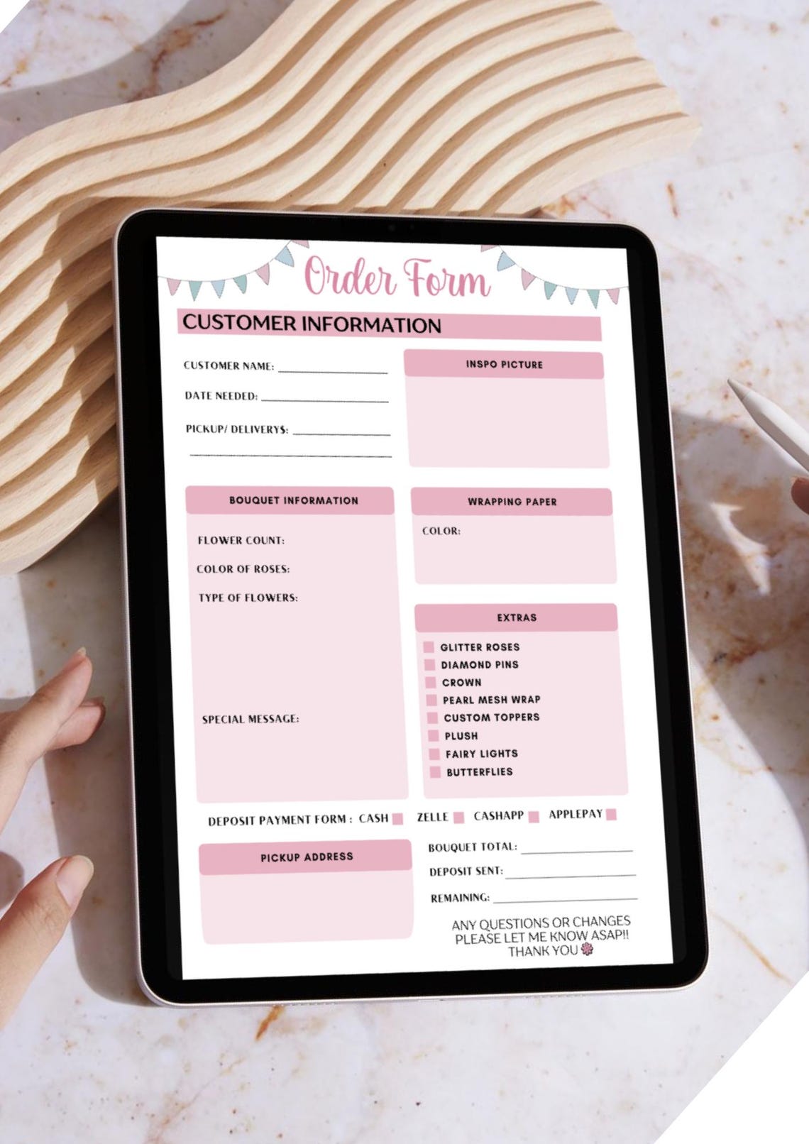 Editable Flower Order Form/bouquet Order Confirmation for Florists - Etsy