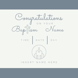 Editable Baptism Invitation Template | Neutral Christian Ceremony Announcement | Canva Download | Digital Baptism Card