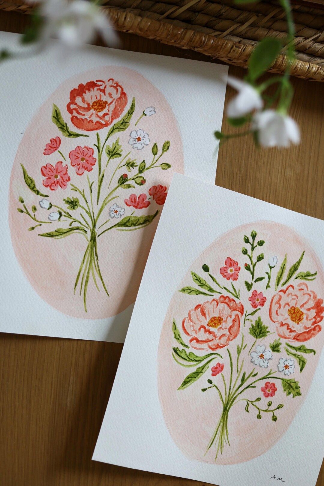 Watercolor Peony Bouquet Print - Etsy