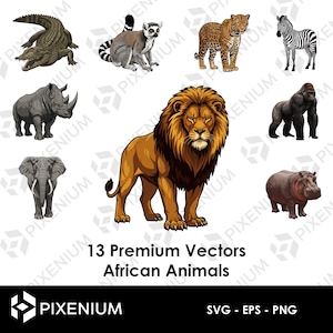 Animaux Africains Pack Vecteurs  - SVG, PNG, EPS pour Découpe et Gravure