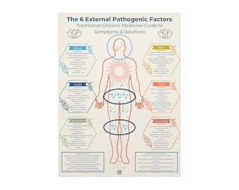 Chinese Medicine Poster, 6 Pathogenic Factors, Holistic Health Wall Art (18x24)