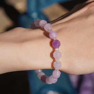 Amethyst Pearl Bracelet Faceted Bracelet Gemstone Natural Stone Bracelet Handmade Purple