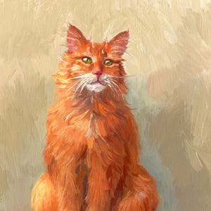 赤毛の猫の絵画、キャンバスに描かれたペットの肖像画、お子様への