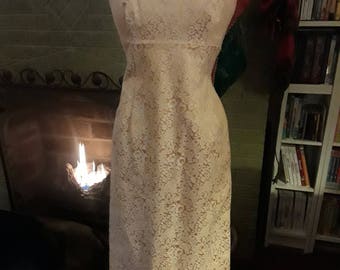 Gold, Brocade, Vintage, Evening Gown