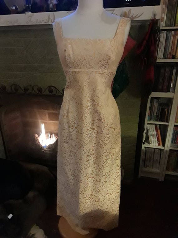 Gold, Brocade, Vintage, Evening Gown