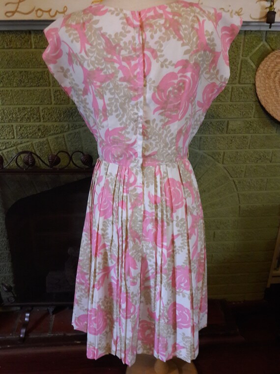 Vintage 50's Pink Floral Sleeveless Dress - image 3