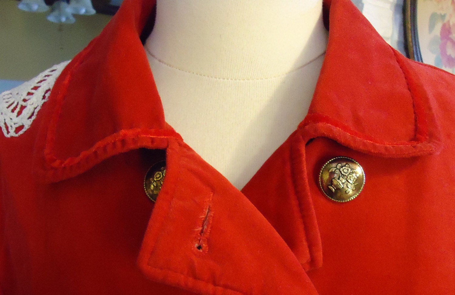 Red Velvet & Lace Ruffled Jacket main image 0