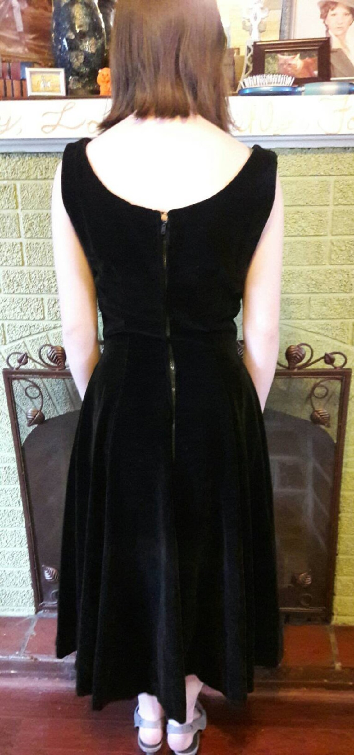 Vintage, Black, Velvet Tea Length Gown Etsy