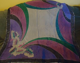 foulard en soie aquarelle vintage