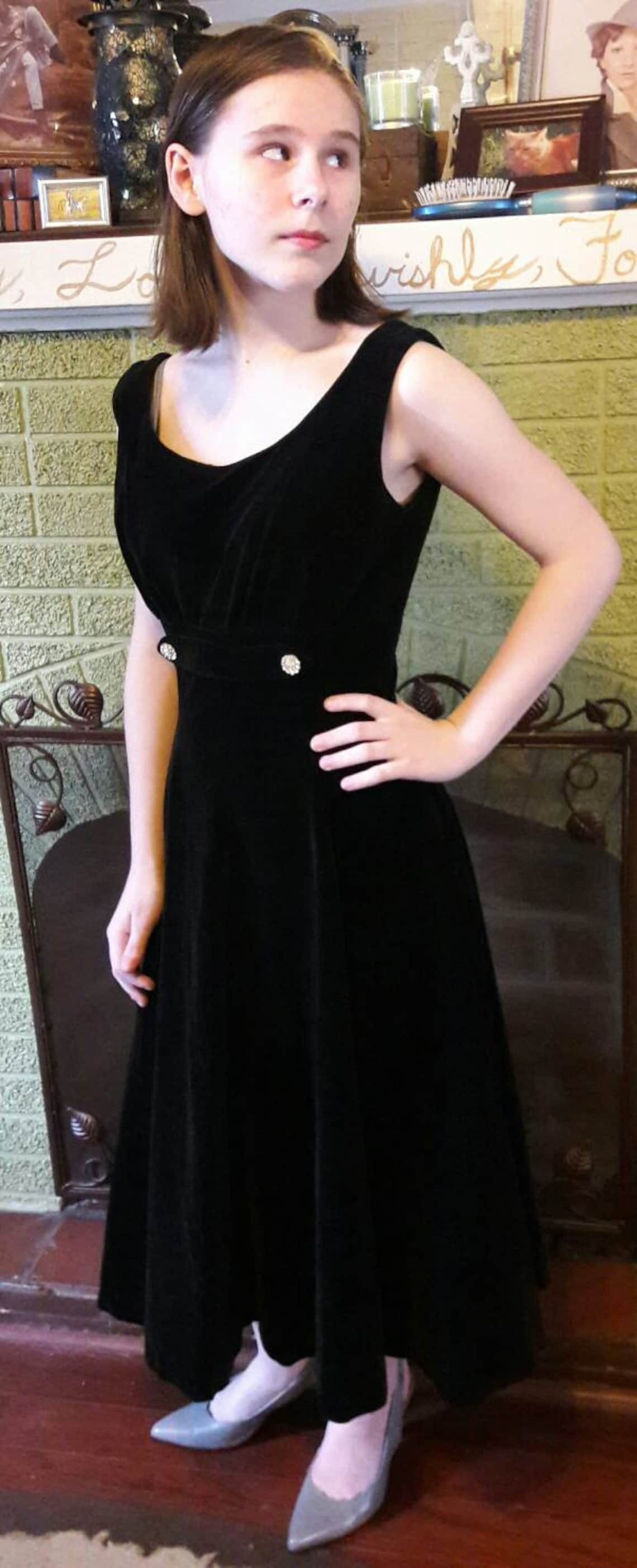 Vintage, Black, Velvet Tea Length Gown Etsy