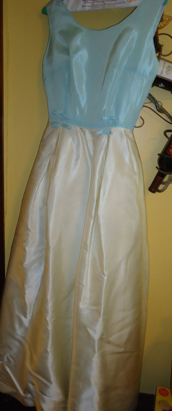 Sweet, Vintage, Pale Blue and Ivory Prom Gown