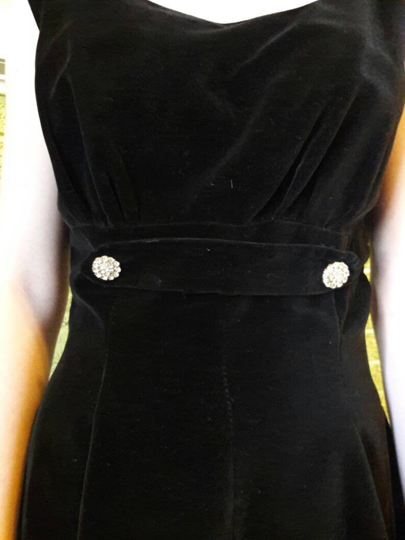 Vintage, Black, Velvet Tea Length Gown Etsy