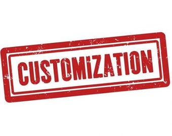 May include: A rectangular red rubber stamp graphic with a distressed, weathered texture. The word CUSTOMIZATION is printed in bold, capital red letters inside a double-lined red rectangular border, creating a classic ink-stamped appearance.