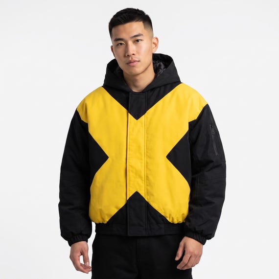 X-Men Inspired Yellow Black Hooded Bomber Jacket | Mutant Superhero Jacket | Comic Cosplay Jacket