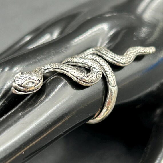 Silver Snake Wrap Ring Adjustable Gothic Reptile … - image 5