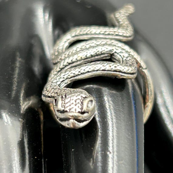 Silver Snake Wrap Ring Adjustable Gothic Reptile … - image 6