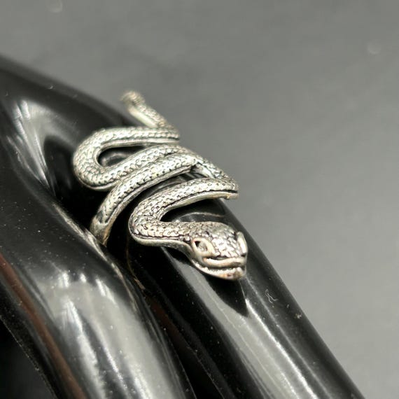 Silver Snake Wrap Ring Adjustable Gothic Reptile … - image 4