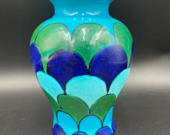 Mid Century Modern Rosenthal Netter Ceramic Vase – Blue Paisley